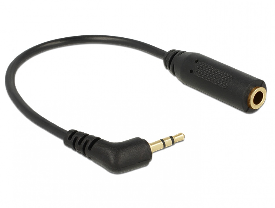 Imagine Cablu Stereo jack 2.5 mm 3 pini la jack 3.5 mm 3 pini unghi T-M, Delock 65672