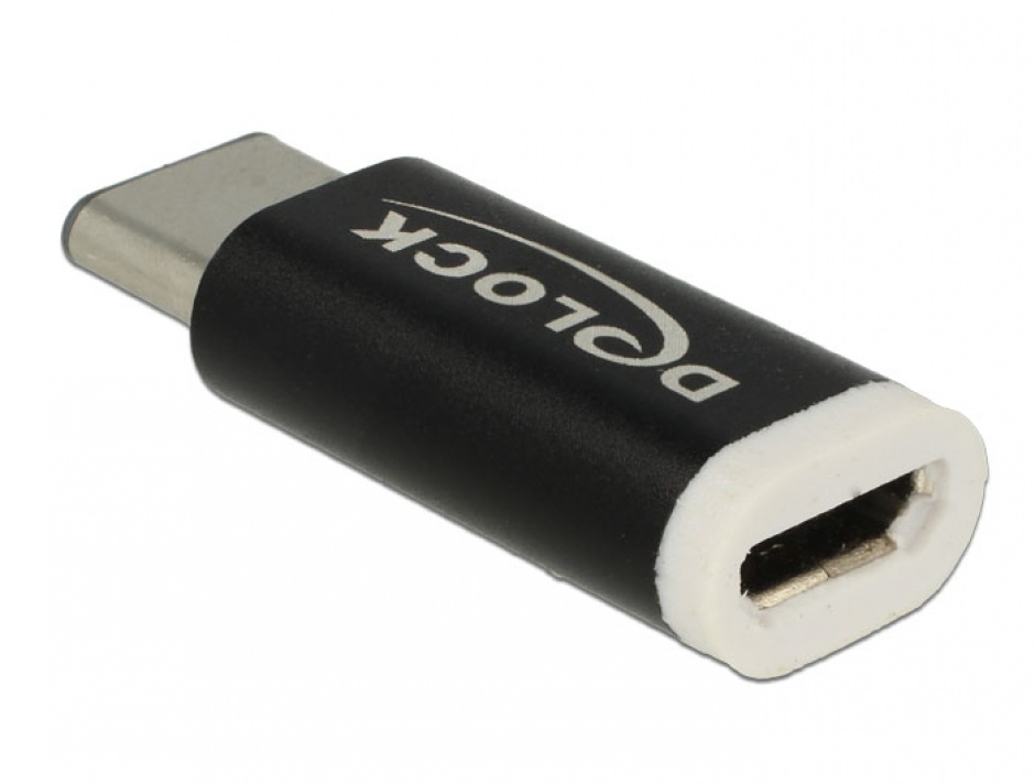 Imagine Adaptor micro USB la USB tip C 2.0 M-T negru, Delock 65678