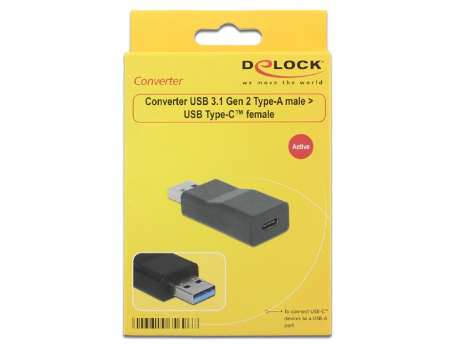 Imagine Adaptor SuperSpeed USB 3.1 tip A (host) la USB tip C (device) chipset TI T-M, Delock 65696