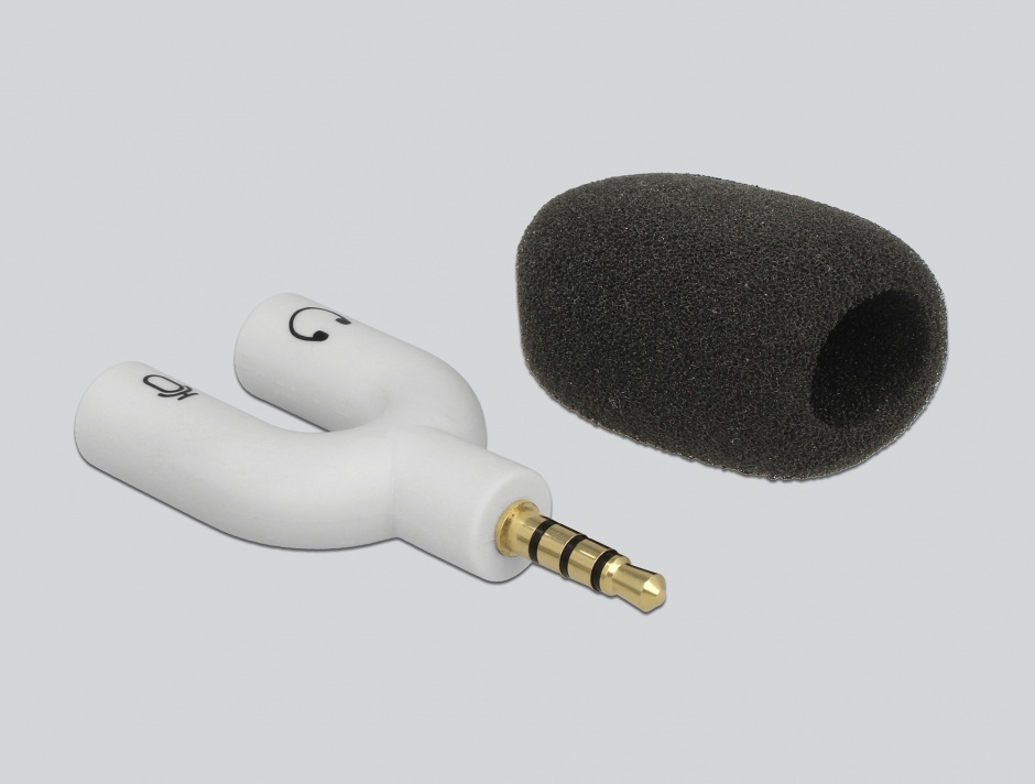 Imagine Microfon Uni-Directional pentru smartphone/tableta jack stereo 3.5mm 4 pini unghi 90 grade argintiu,