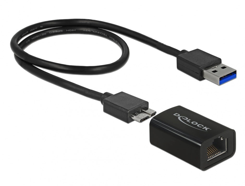 Imagine Adaptor USB 3.1 Gen 1 la Gigabit LAN compact, Delock 65916