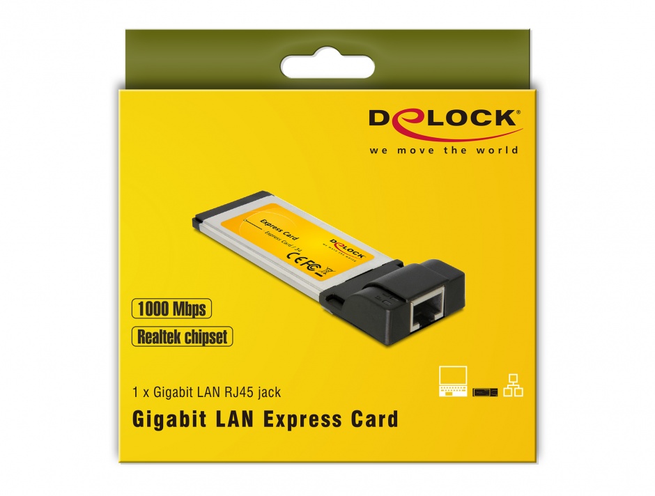 Imagine Express card cu 1 port Gigabit LAN, Delock 66216