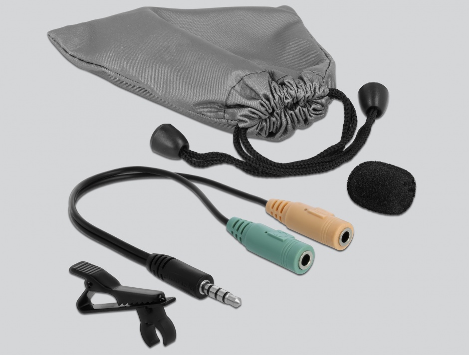 Imagine Microfon tip lavaliera Omnidirectional cu Clip jack stereo 3.5mm + Adaptor pentru Smartphone/tableta