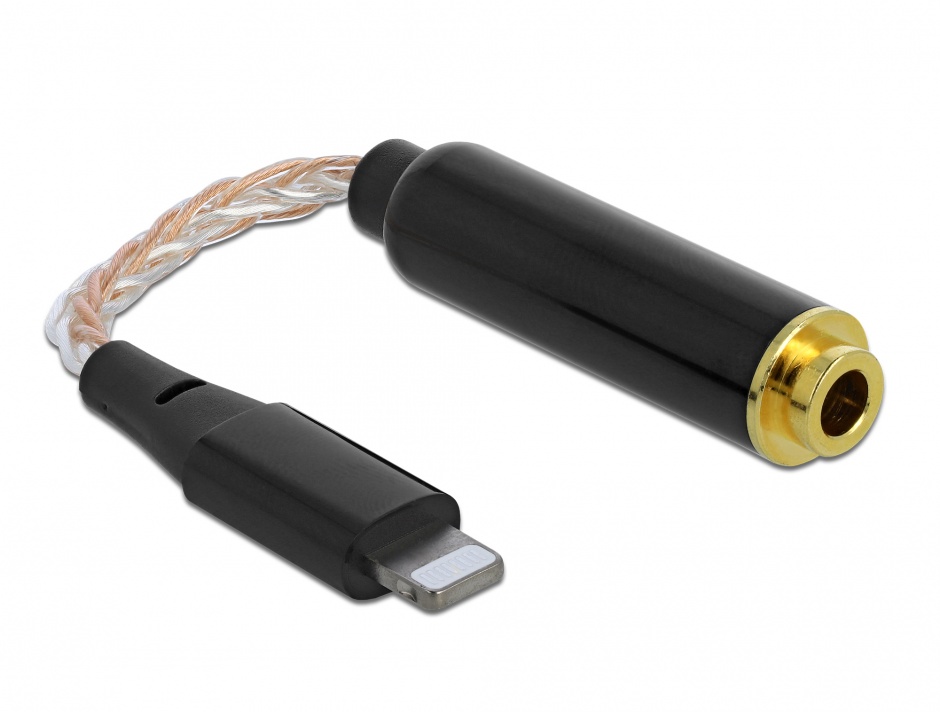 Imagine Adaptor audio 8 pini Lightning la jack stereo 4.4 mm 5 pini T-M 11.5cm, Delock 66303