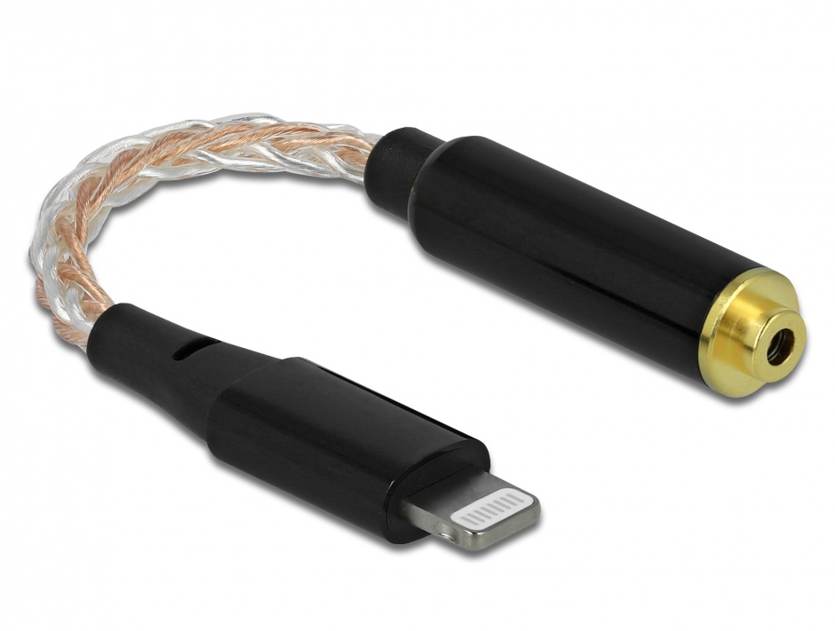 Imagine Adaptor audio 8 pini Lightning la jack stereo 2.5 mm 4 pini T-M 10.5cm, Delock 66318