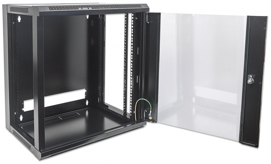 Imagine Cabinet 19" fixare pe perete Flatpack 12U Black, Intellinet 711869