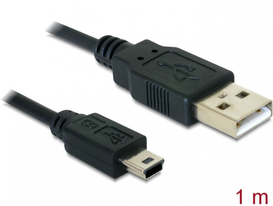 Imagine Cablu USB 2.0 la mini USB-B 5 pini T-T 1m, Delock 82273