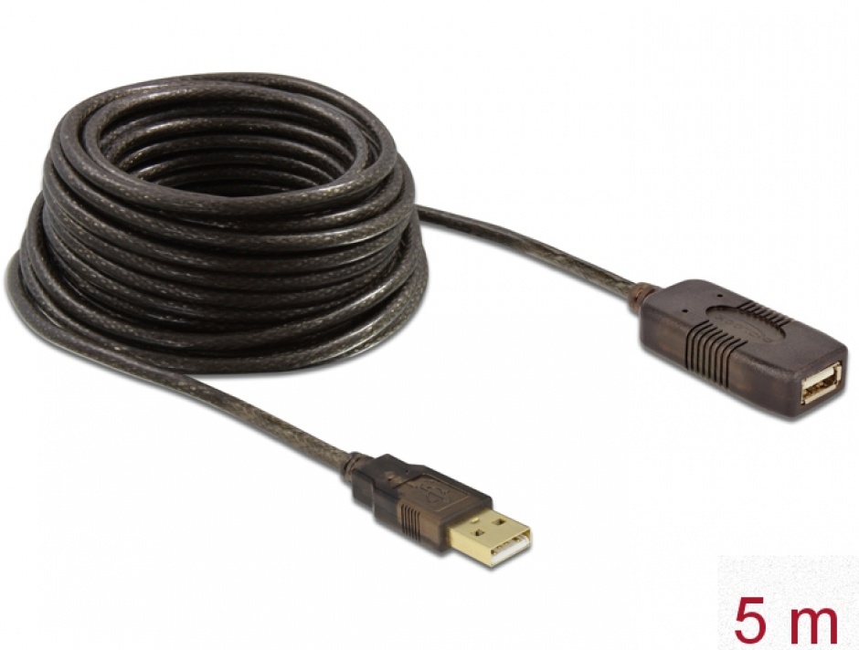 Imagine Cablu prelungitor activ USB 2.0 tip A T-M 5m, Delock 82308