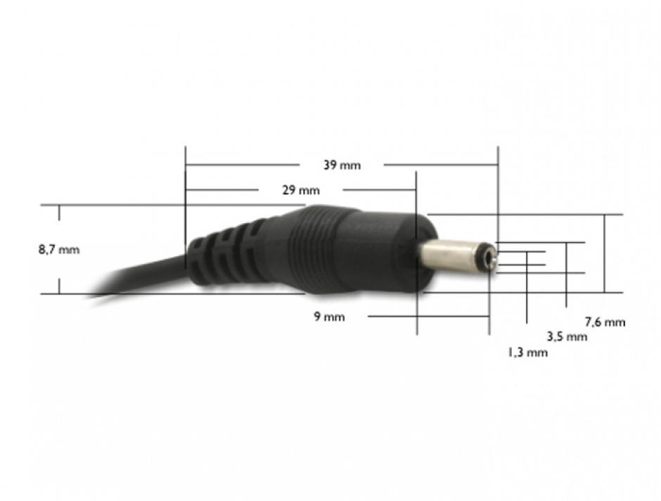 Imagine Cablu USB de alimentare DC 3.5 x 1.35mm 1.5m, Delock 82377