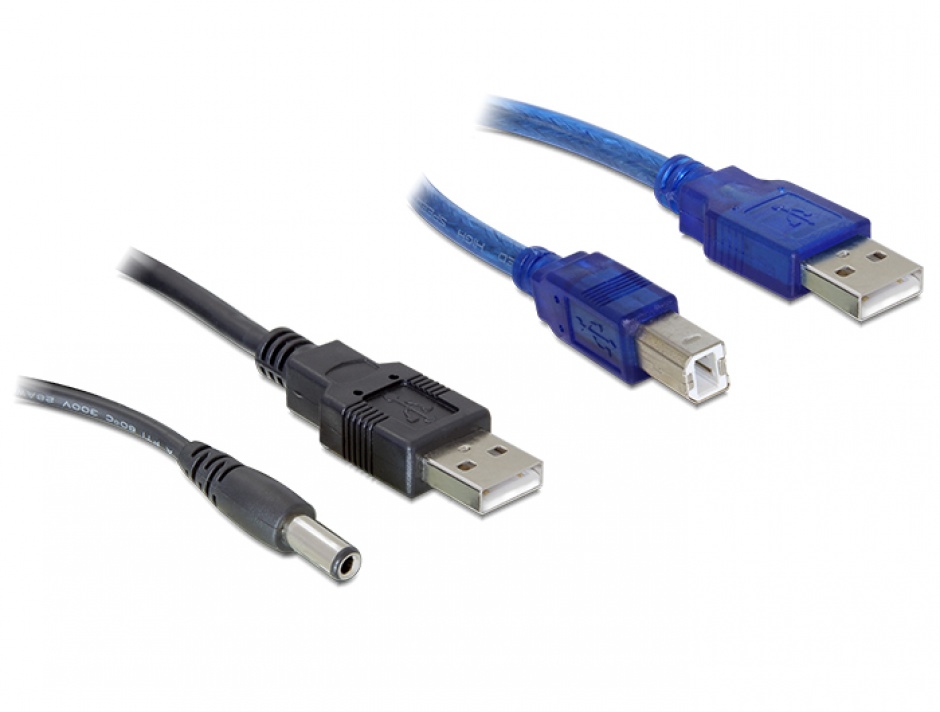 Imagine Set cabluri 2 x USB A la DC si USB B 30cm, Delock 82461