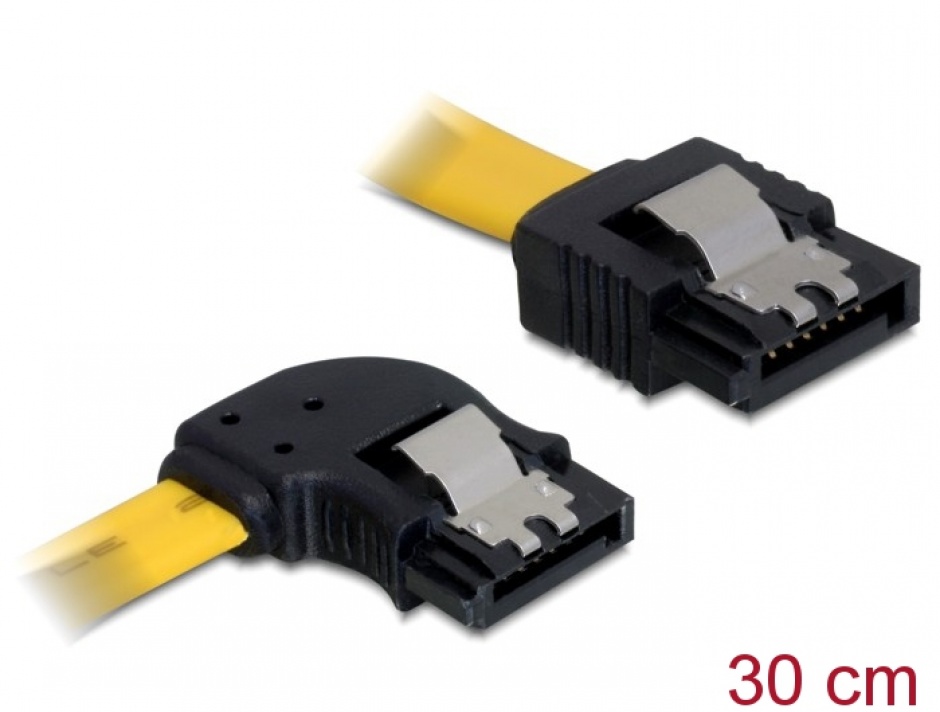 Imagine Cablu SATA II 3 Gb/s 30cm stanga/drept galben, Delock 82492