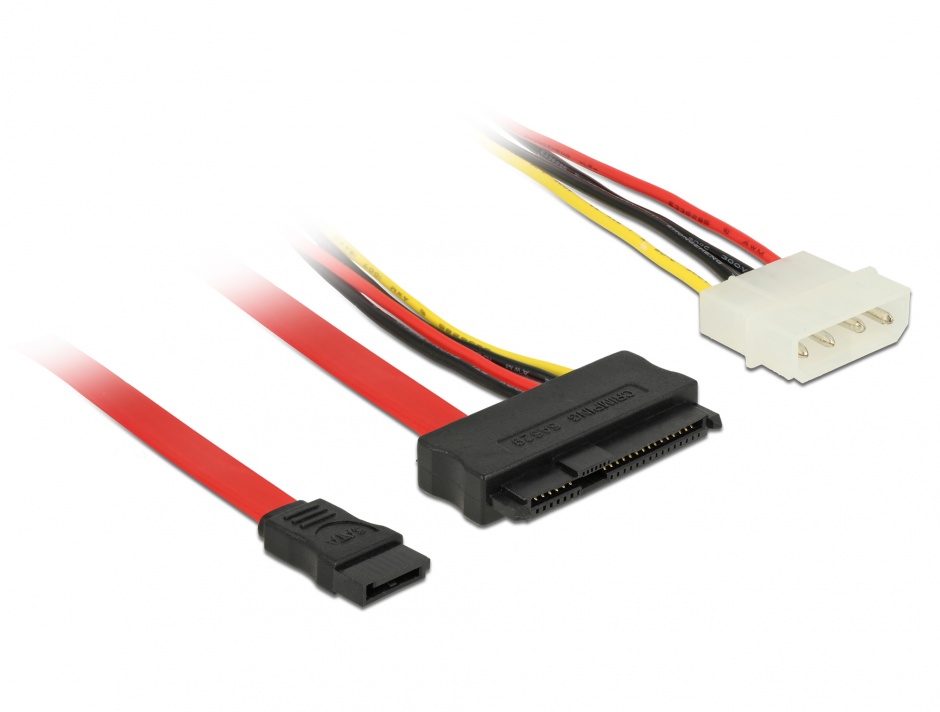 Imagine Cablu SAS SFF-8482 la SATA si alimentare Molex 50cm, Delock 82634