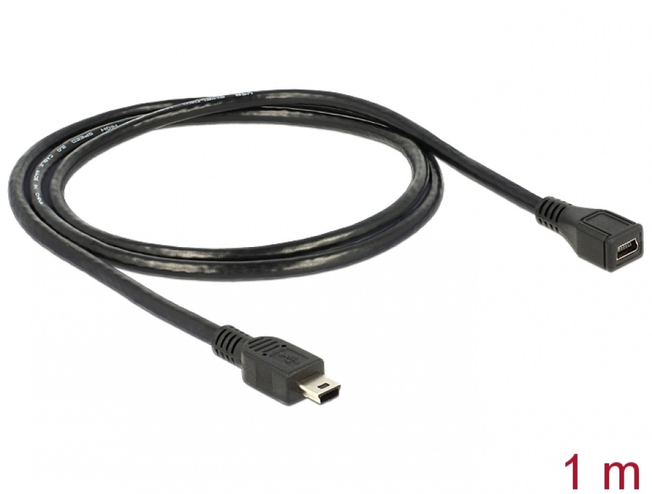 Imagine Cablu prelungitor mini USB 2.0 tip B M-T 1m, Delock 82667