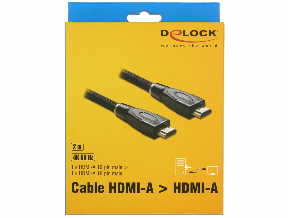Imagine Cablu HDMI Premium 4K@30Hz T-T 2m, Delock 82737