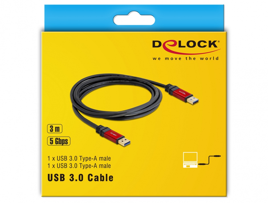 Imagine Cablu USB 3.0-A Premium T-T 3m, Delock 82746 