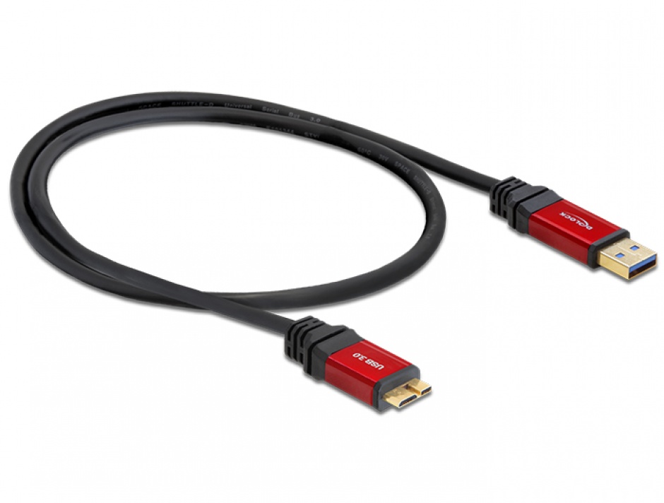Imagine Cablu USB 3.0 la micro USB-B T-T 1m Premium, Delock 82760