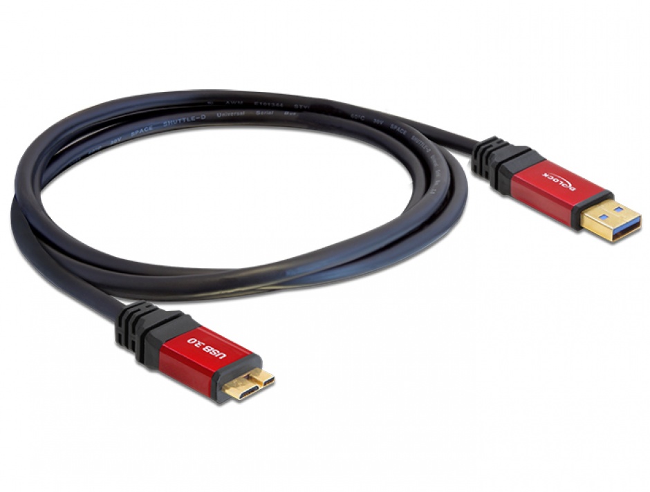 Imagine Cablu USB 3.0 la micro USB-B T-T 2m Premium, Delock 82761