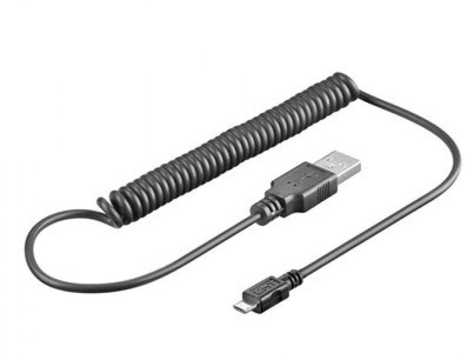 Imagine Cablu USB 2.0 la micro USB-B, 0.5m spiralat, KU2M1FKR