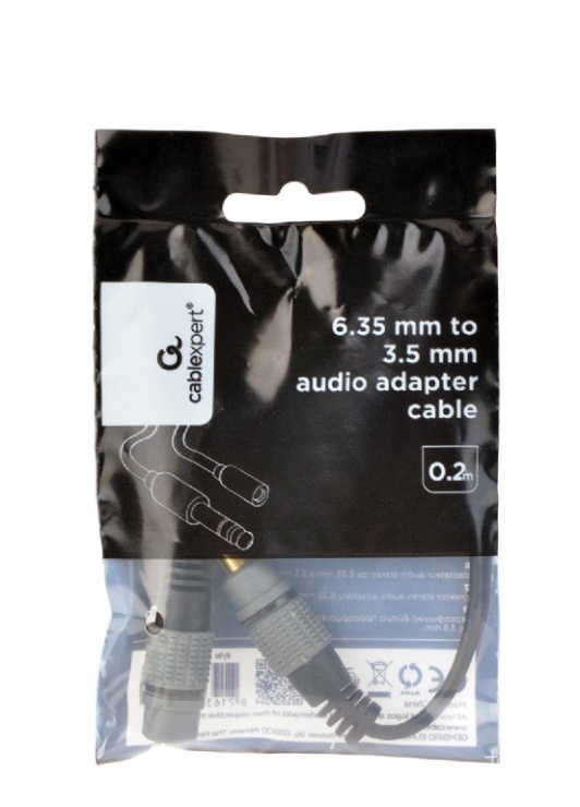 Imagine Adaptor audio jack stereo 3.5mm la jack 6.35mm M-T 20cm, Gembird A-63M35F-0.2M