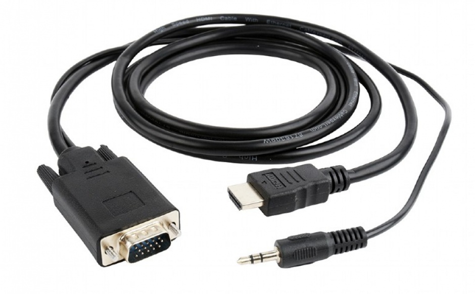 Imagine Cablu HDMI la VGA cu audio si alimentare USB T-T 2m, Gembird A-HDMI-VGA-03-6