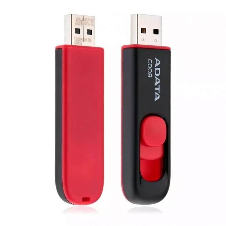 Imagine Stick USB 2.0 retractabil C008 8GB Negru&Rosu, ADATA-2