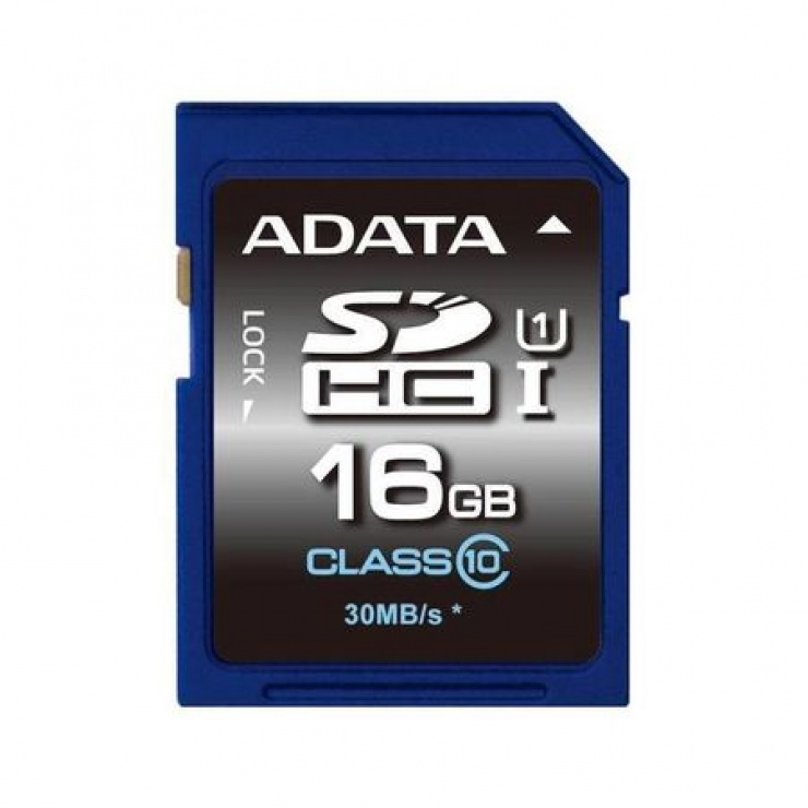 Imagine Card de memorie SDHC 16GB clasa 10, ADATA ASDH16GUICL10-R