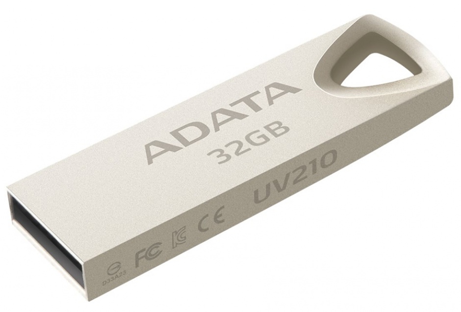 Imagine Stick USB 2.0 32GB aliaj zinc, rezistent la apa/praf/socuri Gold Crom, ADATA