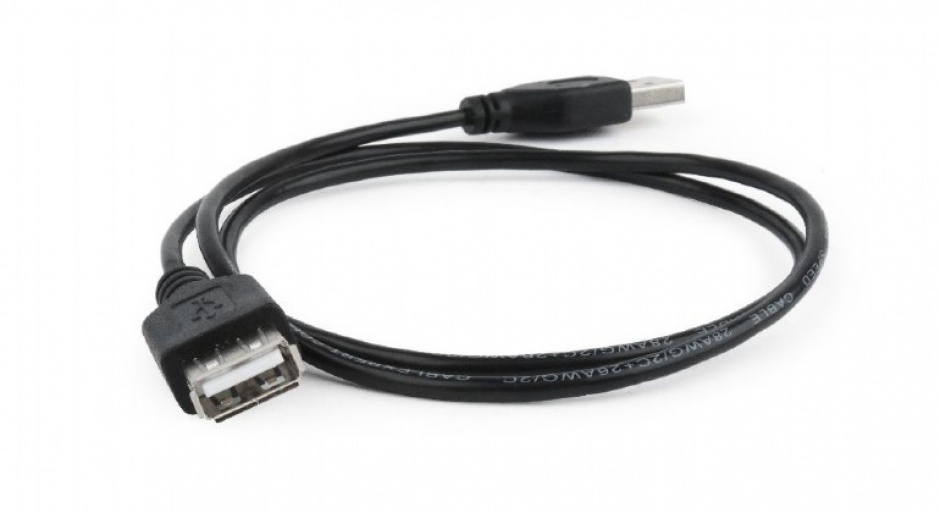 Imagine Cablu prelungitor USB 2.0 T-M 30cm Negru, Gembird CC-USB2-AMAF-75CM/300-BK