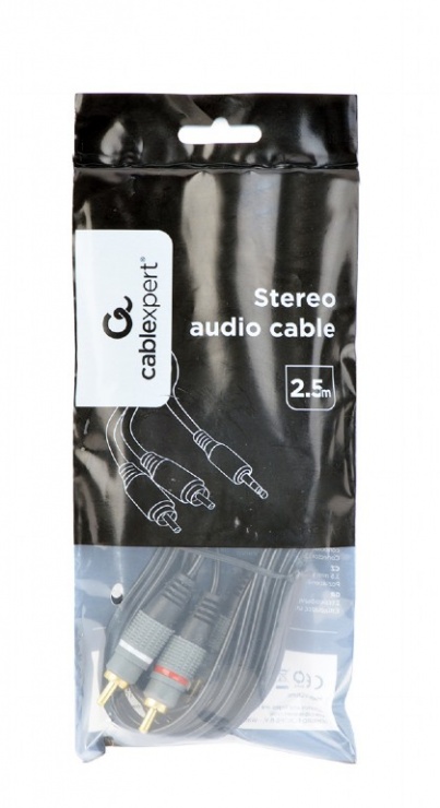 Imagine Cablu audio Premium jack 3.5mm la 2 x RCA T-T 2.5m, Gembird CCA-352-2.5M