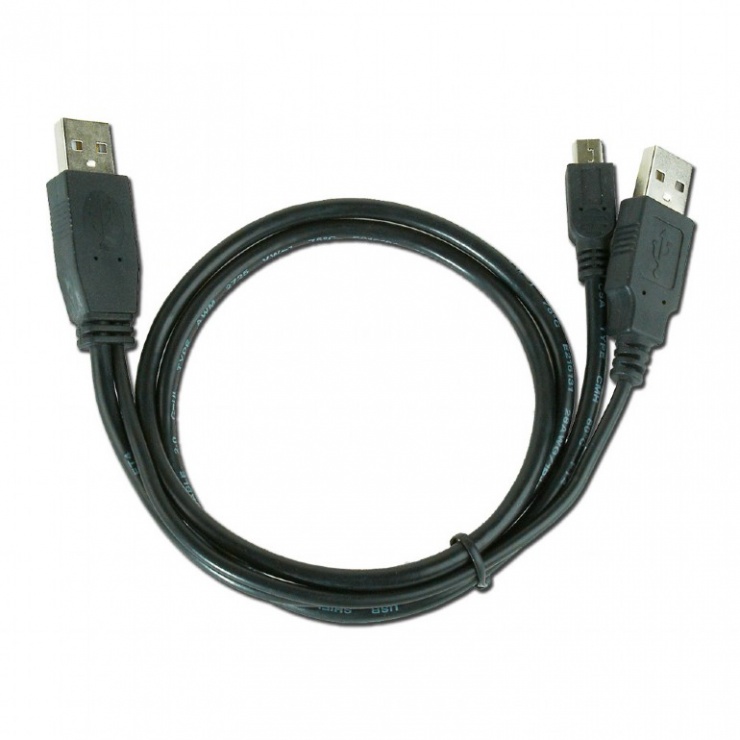 Imagine Cablu Y alimentare USB 2.0 la mini USB-B 0.9m, Gembird CCP-USB22-AM5P-3-1