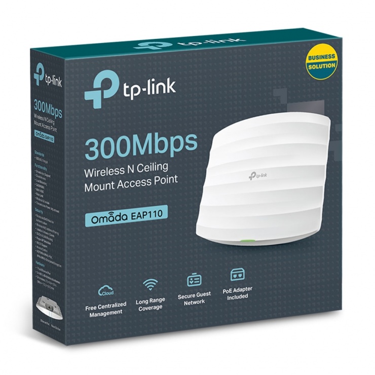 Imagine Acces Point wireless 300Mbps, montare pe tavan, TP-LINK EAP110