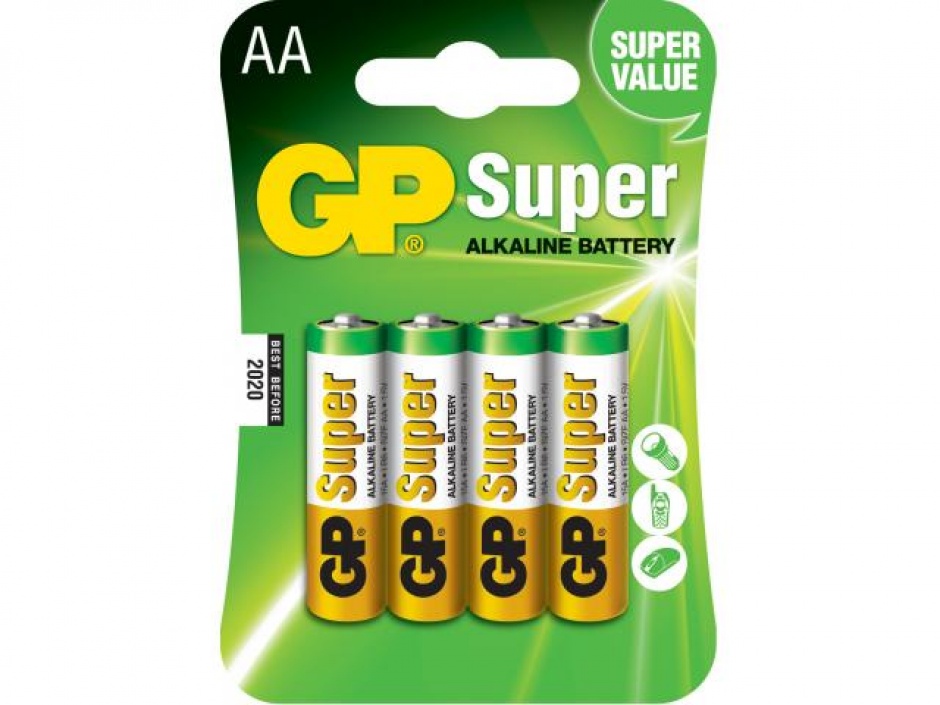 Imagine Blister 4 baterii AA LR6 Alkaline, GP BATTERIES 