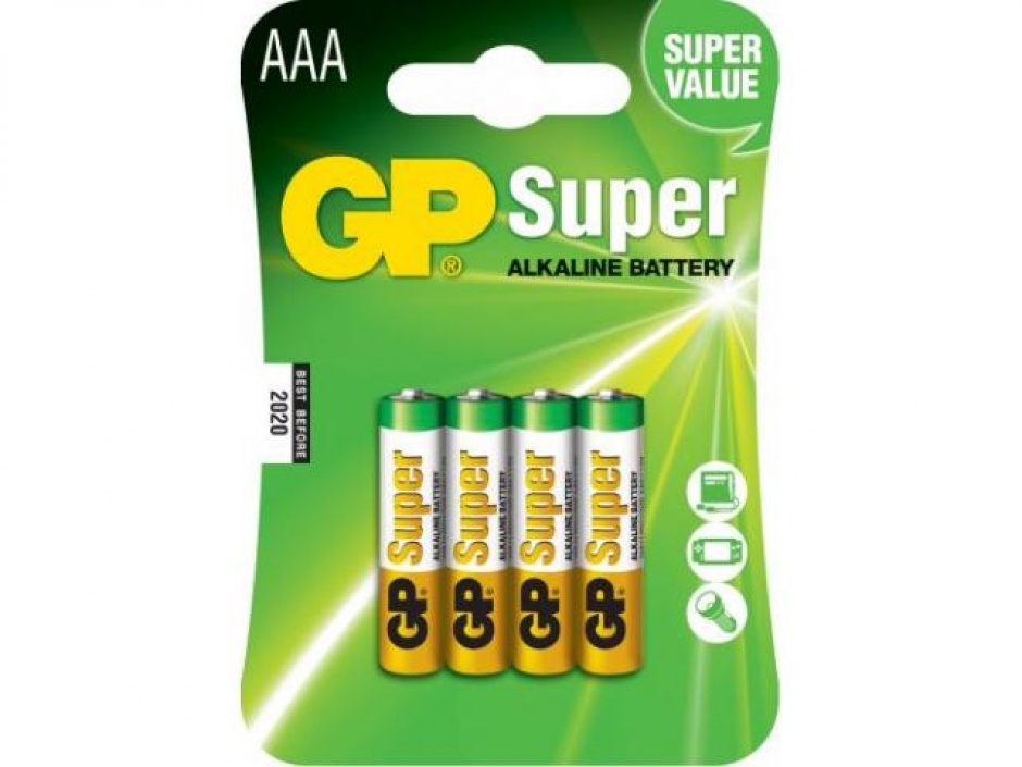 Imagine Blister 4 baterii AAA LR3 Alkaline, GP BATTERIES
