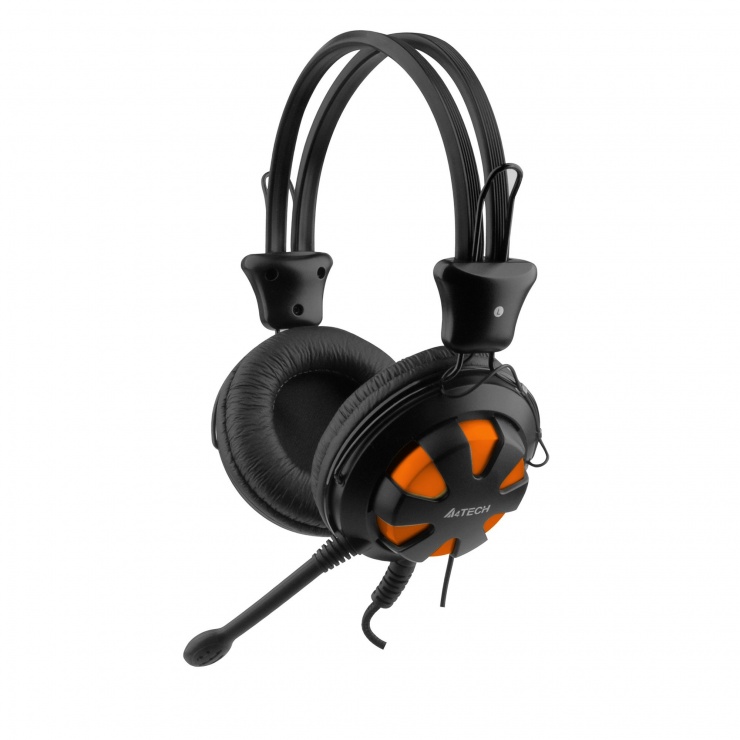 Imagine Casti stereo cu microfon Orange/Black jack 3.5mm, A4Tech Comfortfit HS-28-3