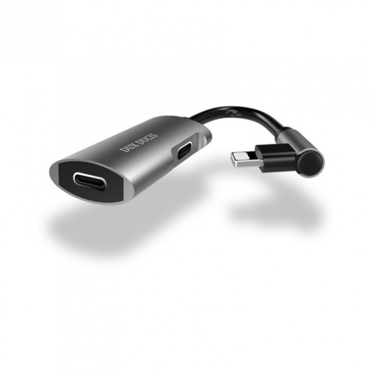 Imagine Adaptor audio + incarcare iPhone Lightning la 2 x Lightning T-M, DUX DUCIS