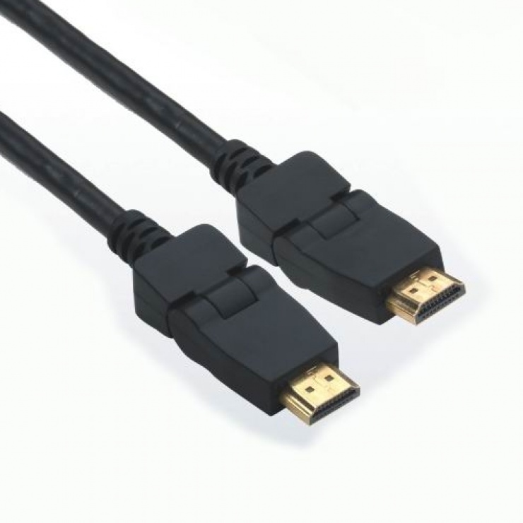 Imagine Cablu HDMI-A v1.4 3D Full HD conector rotativ T-T 1m Negru