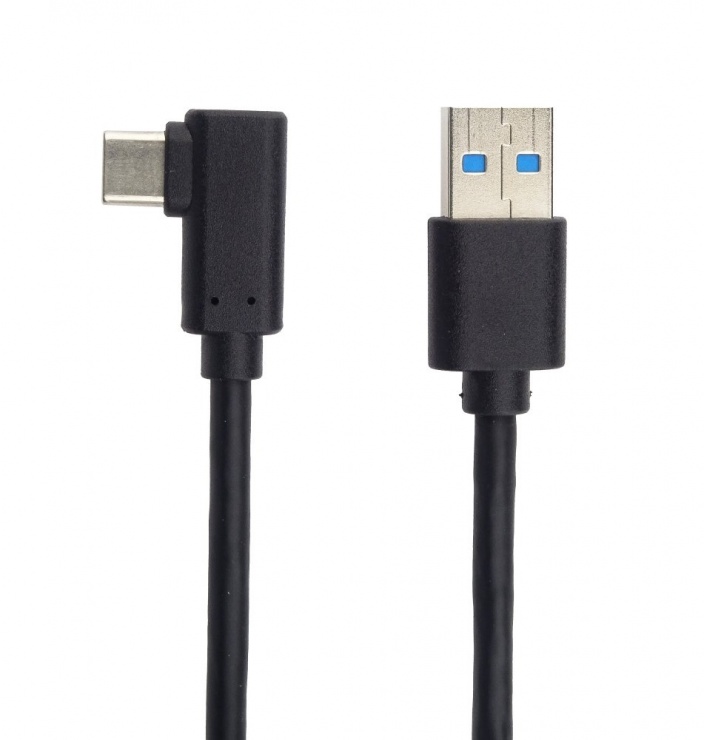 Imagine Cablu USB 3.0-C unghi 90 grade la USB-A 0.5m T-T Negru, KU31CZ05BK