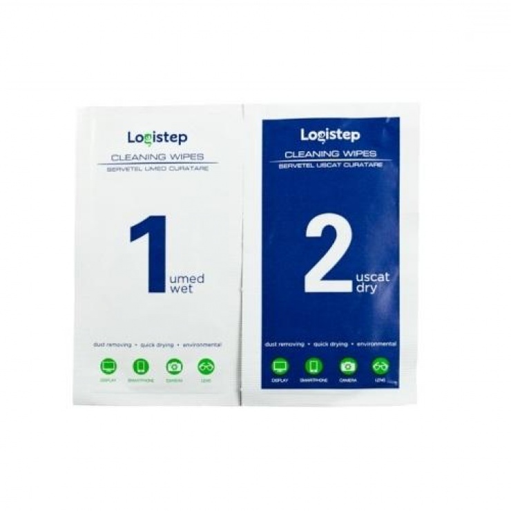 Imagine Set curatare Logistep, servetele umed + uscat 5x6cm, LSKC-102