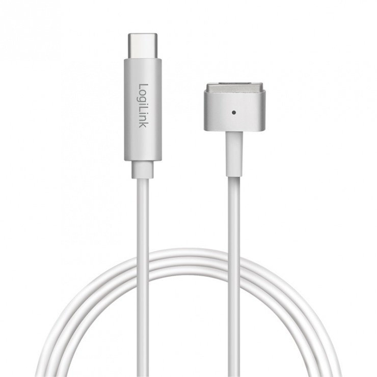 Imagine Cablu de incarcare USB-C la Apple MagSafe 2 T-T 1.8m Argintiu, Logilink PA0226