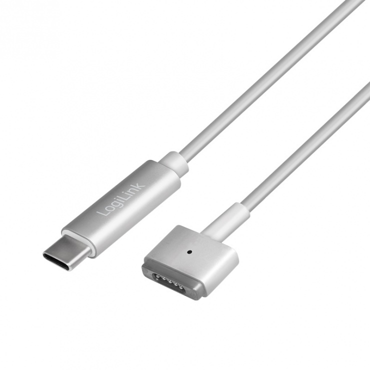 Imagine Cablu de incarcare USB-C la Apple MagSafe 2 T-T 1.8m Argintiu, Logilink PA0226