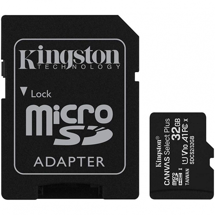 Imagine Card de memorie micro SDHC 32GB clasa 10 Canvas Select Plus, Kingston SDCS2/32GB