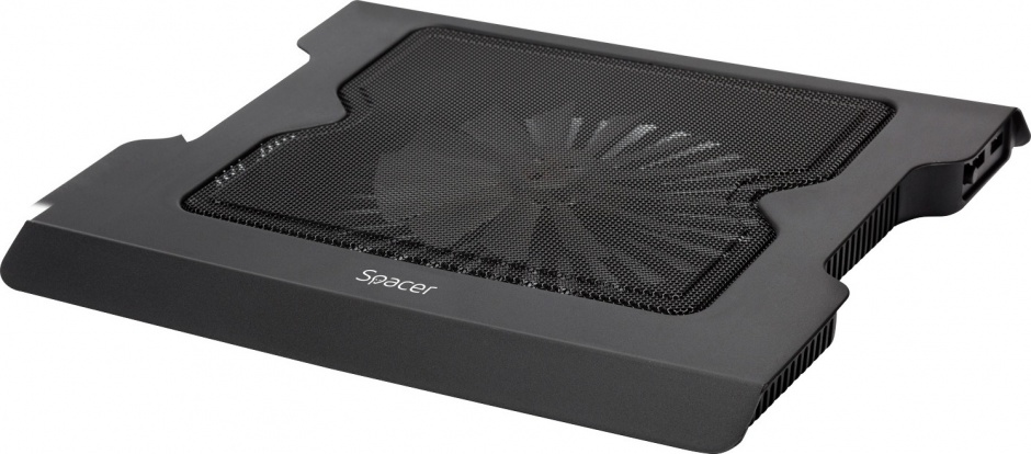Imagine Stand notebook 17", 1 x fan 12mm cu led albastru, Spacer SPNC-883