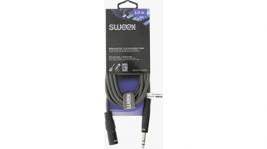 Imagine Cablu audio jack stereo 6.35mm la XLR 3 pini T-T 3m Gri, Sweex SWOP15100E30