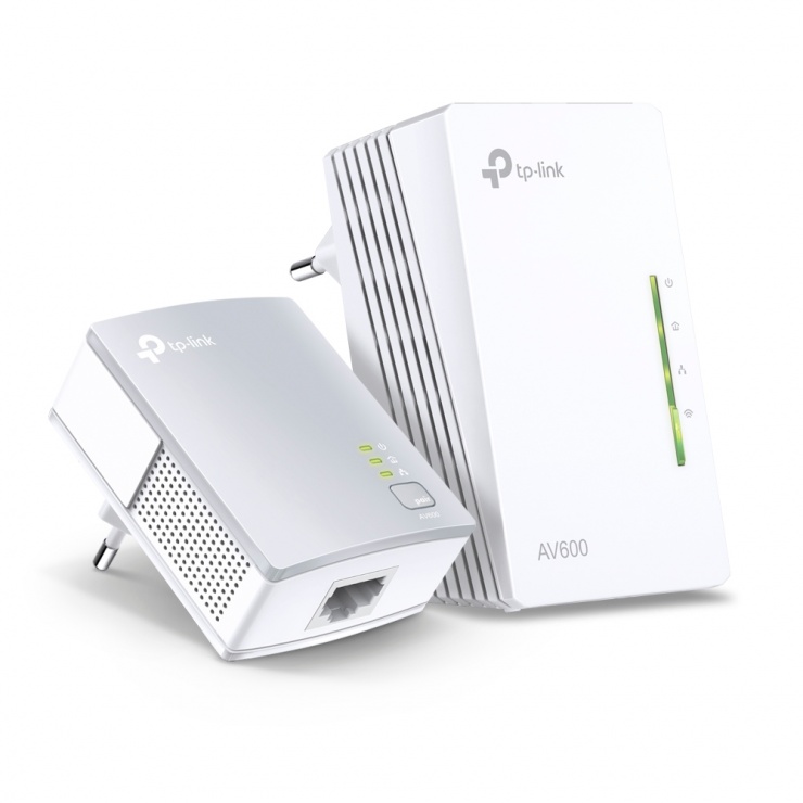 Imagine Kit 2 adaptoare Powerline Extender Wi-Fi AV600 300Mbps, TP-Link TL-WPA4220KIT-1