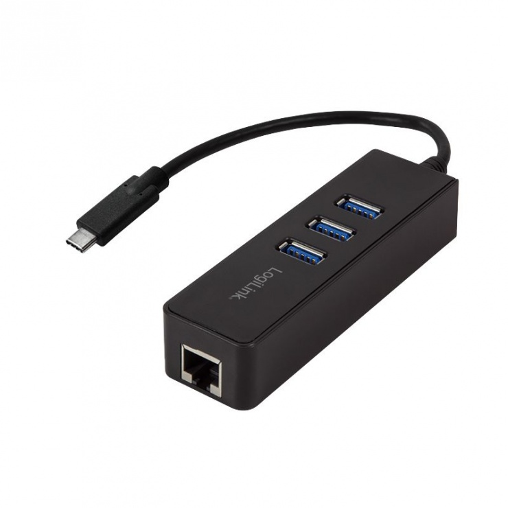 Imagine Adaptor USB 3.1 tip C la 3 x USB-A + 1 x Gigabit LAN, Logilink UA0283
