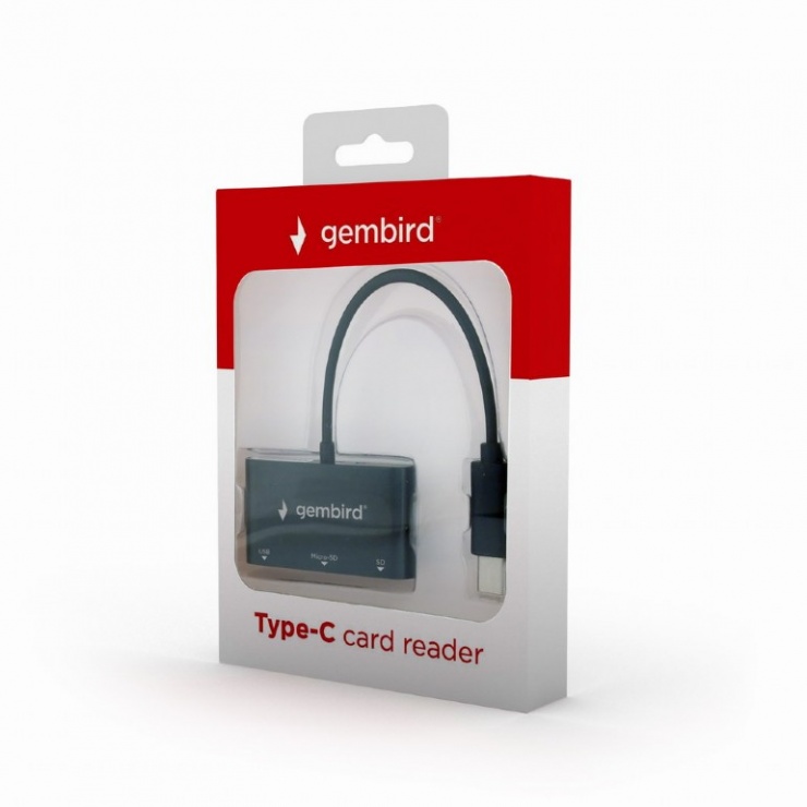 Imagine Cititor de carduri USB-C la USB 2.0-A/ 1 x SD/ 1 x TF, Gembird UHB-CR3-02