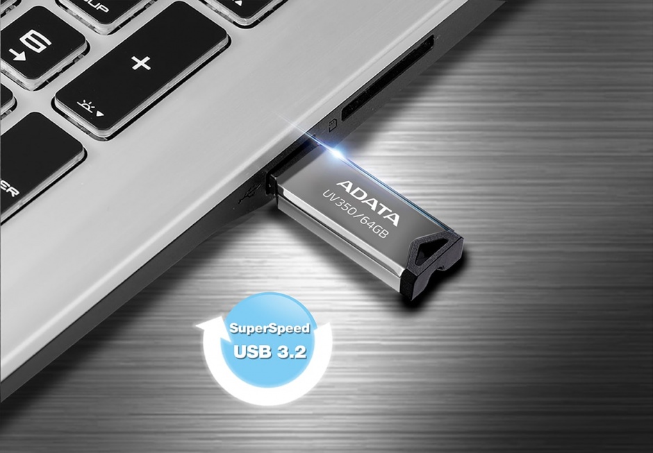 Imagine Stick USB 3.1 Gen 1 64GB Gri, A-DATA AUV350-64G-RBK-2