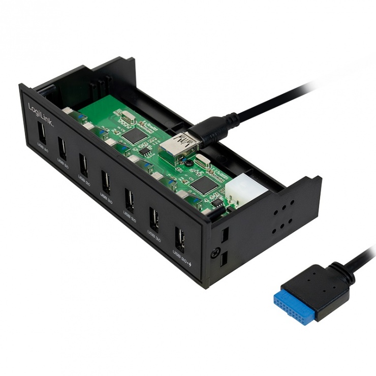 Imagine Front panel 5.25" cu 6 x USB 3.0 + 1 x USB Incarcare rapida, Logilink UA0342