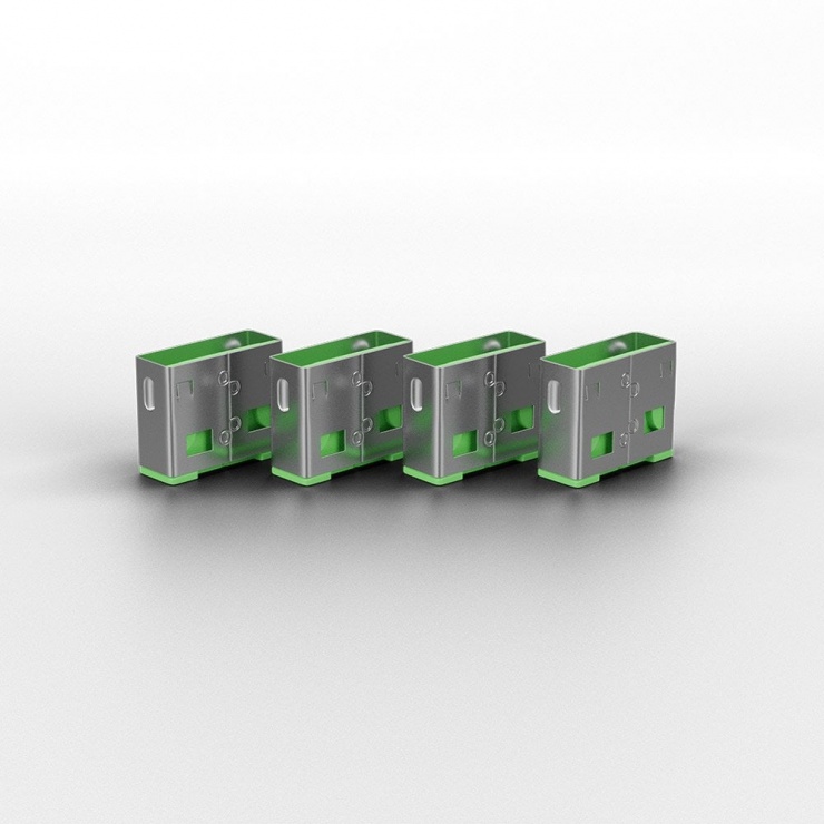 Imagine Sistem de blocare Port USB cheie + 4 incuietori Verde, Lindy L40451