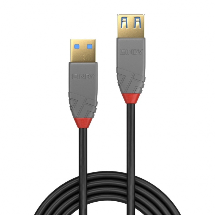 Imagine Cablu prelungitor USB 3.0 T-M 0.5m Anthra Line, Lindy L36760